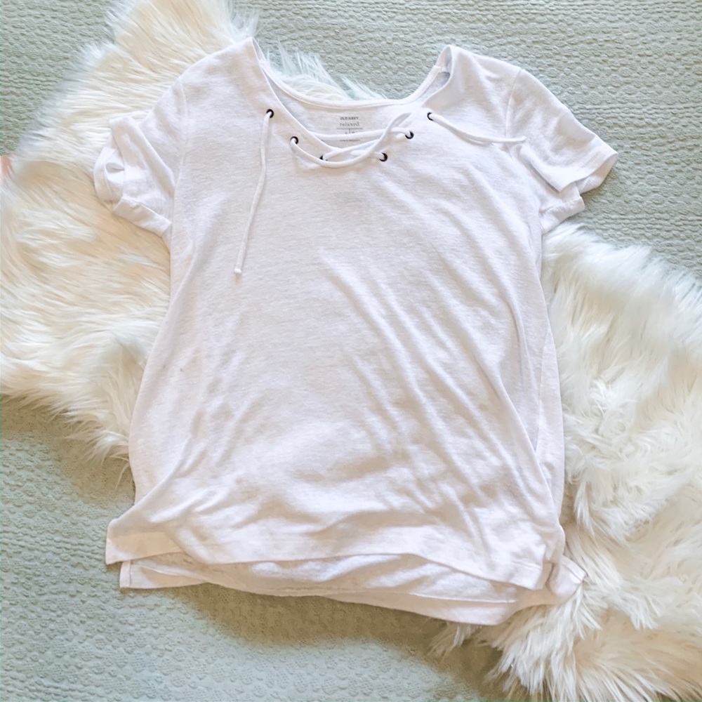 Cross Necked White Tee